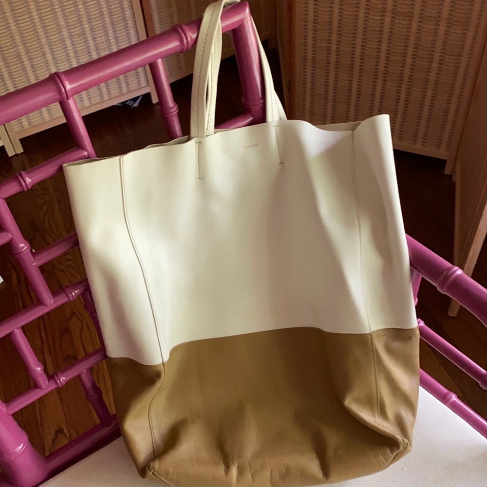 COPY - Celine Cabas Vertical Tote White and Cream